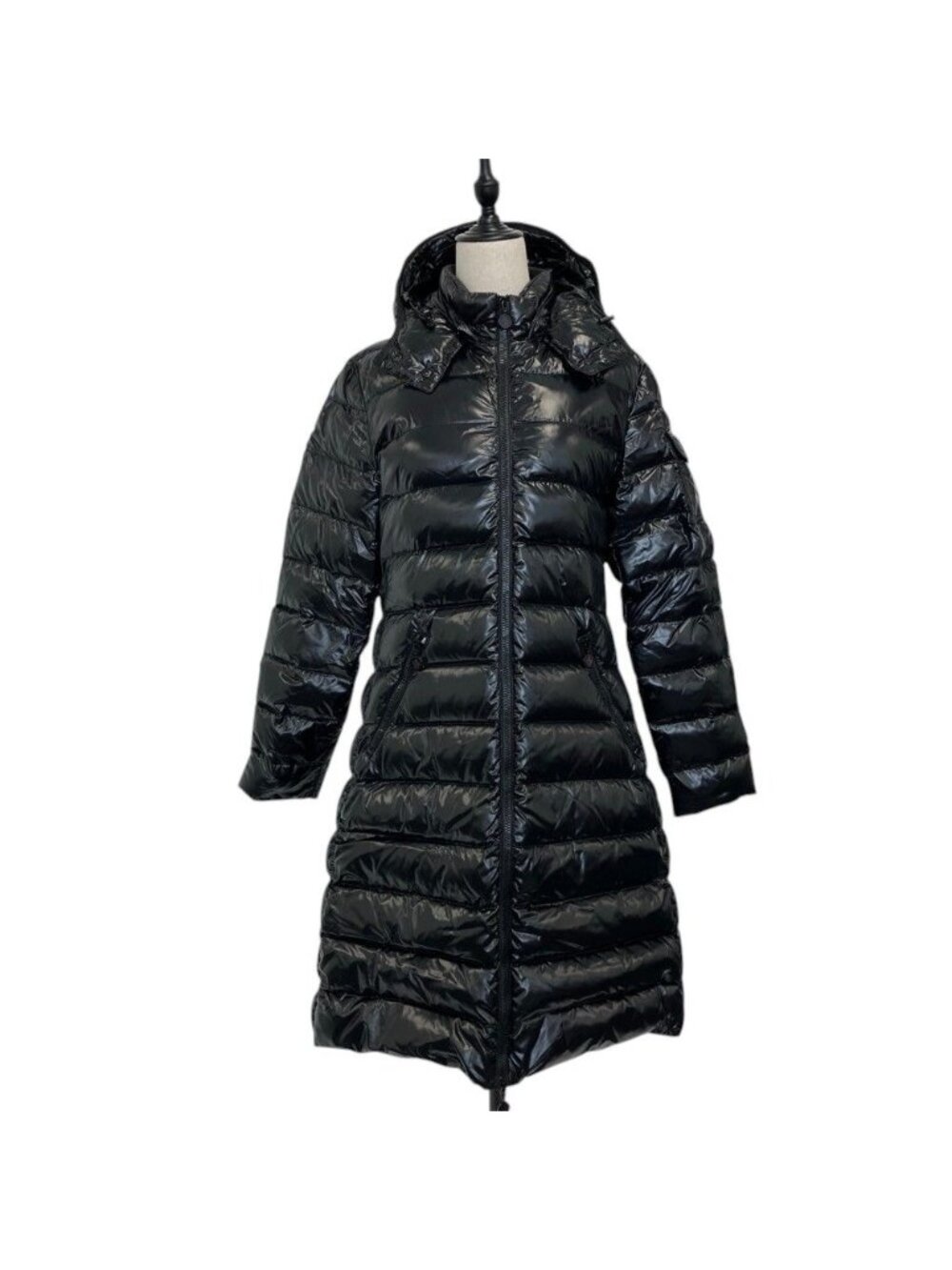Moncler Moka Hooded Long Down Coat Black 3